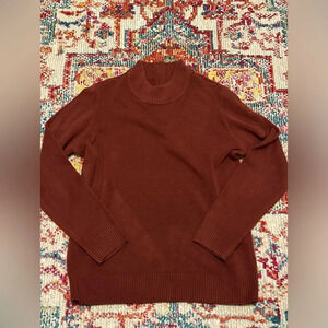 Appleseeds mock neck sweater in rust size petite medium